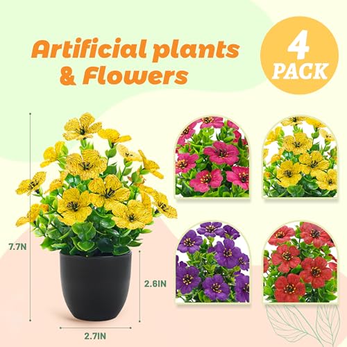 Der Rose 4 Pack Faux Flowers with Aroma Discs for Relaxation