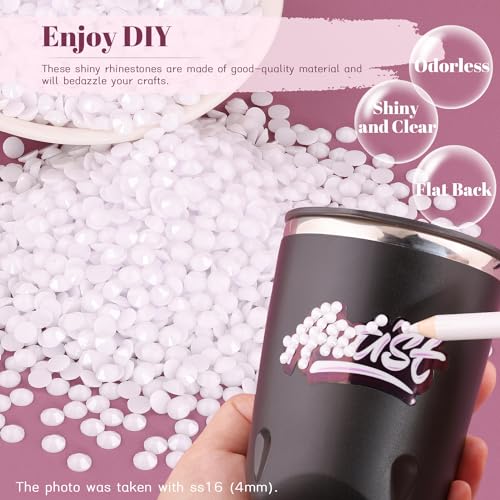 BELLEBOOST 3mm Resin Rhinestones White 5000Pcs with Pickup Pen & Tweezers A05
