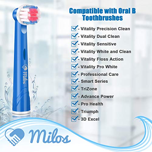 Milos Kids Replacement Toothbrush Heads - 16 Pack for Oral B