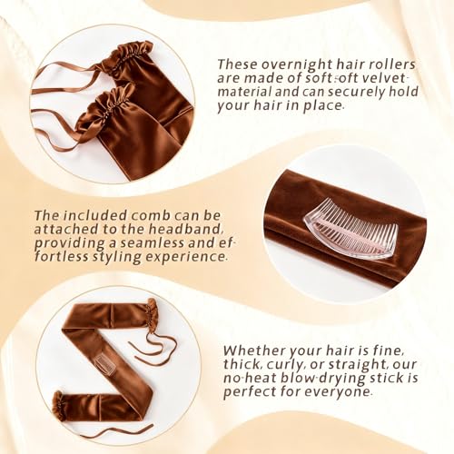 TWIGTUN Heatless Hair Curlers for Overnight Natural Waves - Soft Suede Rollers