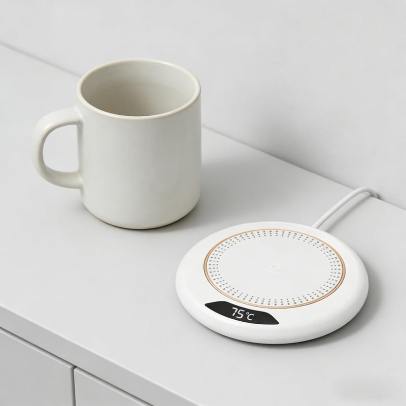 Coffee Mug Warmer - Cordless USB Powered Heating Coaster with 3 Adjustable Levels | Perfect for Office, Camping, Kitchen - White