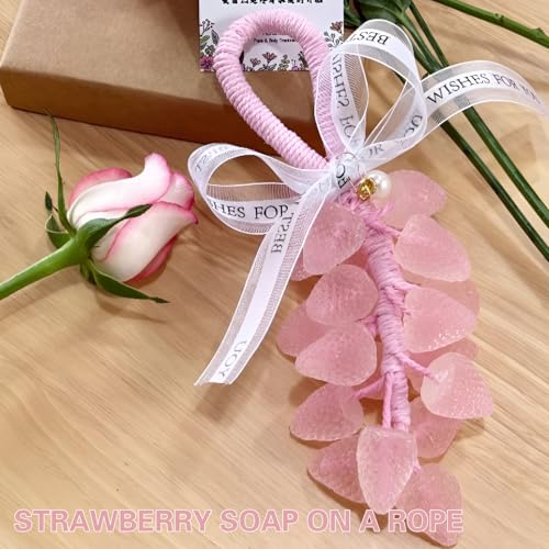 AGLOO Strawberry Soap on a Rope - Handmade Decorative Aromatic Bar Soap