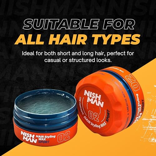 Nishman Hair Styling Wax Sport 02 - Strong Hold, Shiny Finish, 150ml