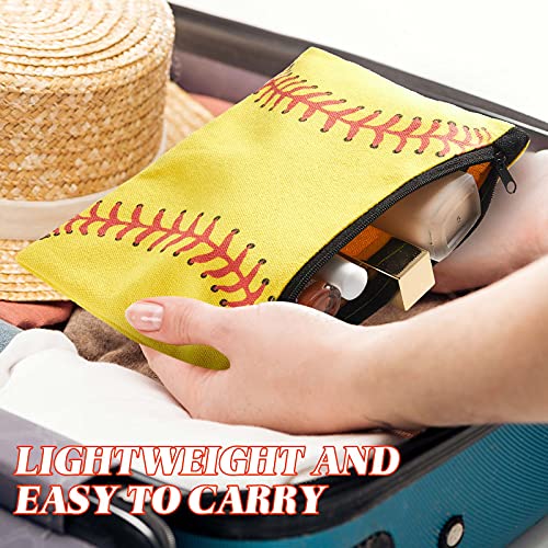 24-Pack Softball Makeup Bags for Girls - Canvas Cosmetic Pouch