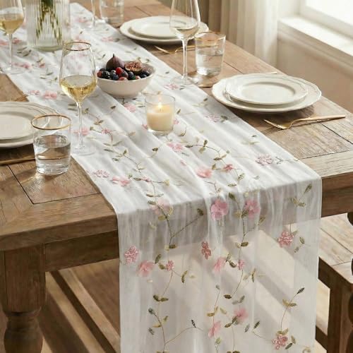 Artoid Mode Pink 3D Flower Table Runner - 28 x 120 Inch Polyester