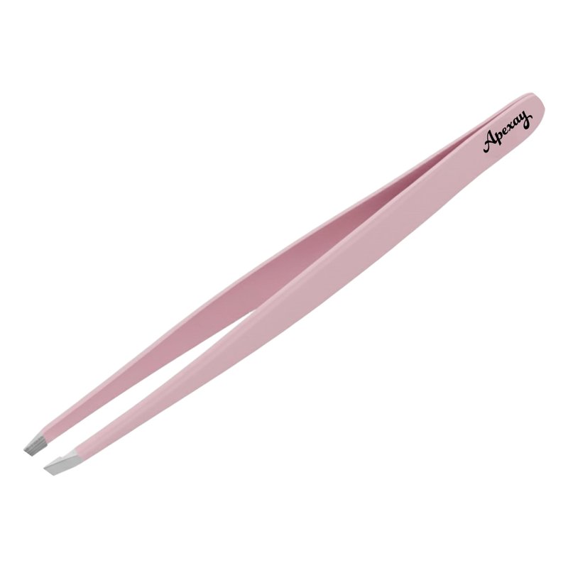 Made in Solingen, Germany - Apexay Professional Slant Tip Tweezers – Premium German Steel, Ultra Precision Grip, Salon Quality for Eyebrow and Fine Hair Removal (Pink)