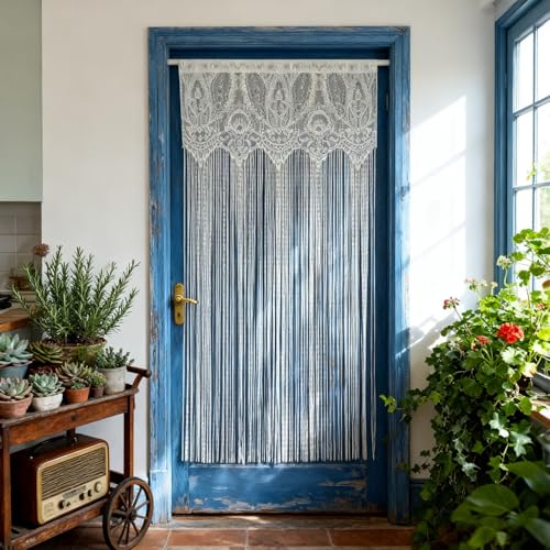 Elegant French Lace Sheer Door Curtain - 39x78 Inch White Panel