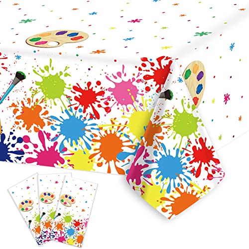 3-Pack Art Paint Tablecloths for Kids' Birthday Parties - 105 x 54 in