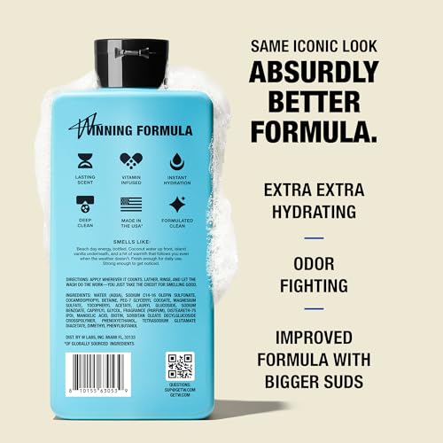 W By Jake Paul Body Wash for Men, Wave Breaker Scent, Hydrating, 2 Pack