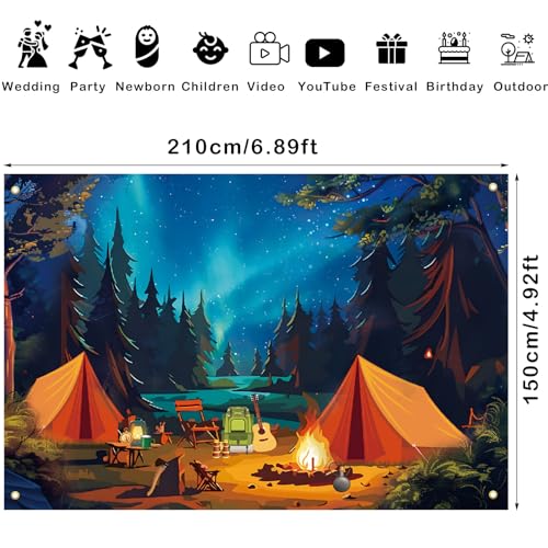 Adventure Camping Banner Backdrop for Happy Camper Theme Parties