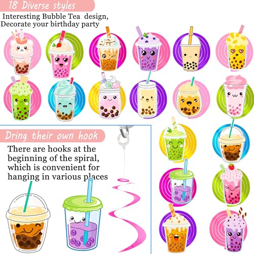 Bubble Tea Hanging Swirls - 20pcs Boba Tea Party Decorations