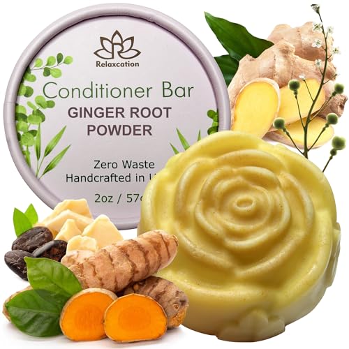 Relaxcation Ginger Root & Camelina Oil Conditioner Bar - 2 Count, Hydrating & Hair Growth, Handmade in USA