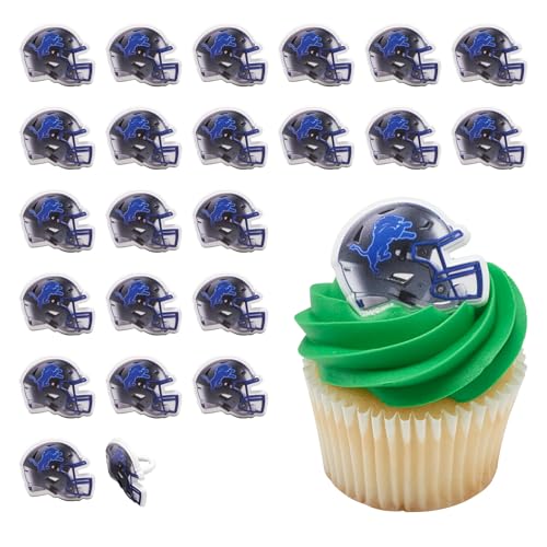 NFL Detroit Lions Cupcake Toppers - 24 Helmet Rings, Food Safe