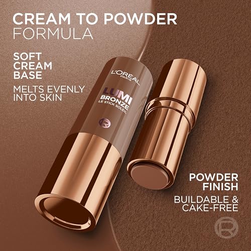 L'Oreal Paris Lumi Bronze Le Stick Soleil Bronzer - Cream-To-Powder for Sun-Kissed Glow, 130 Sunset Doré