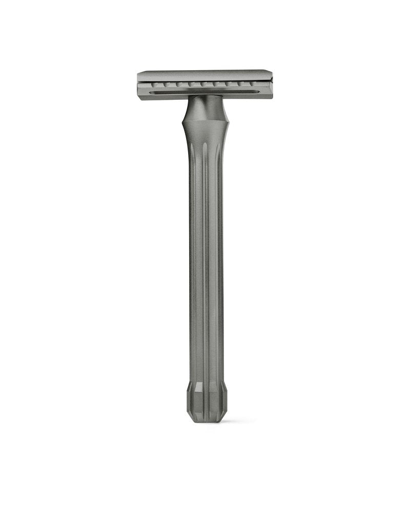 Blackland Blackbird Double Edge Safety Razor for Men - Titanium Satin Long Handle Lite Safety Bar - Grade V Titanium - Made in USA