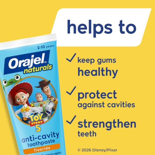 Orajel Naturals Toy Story 5 Anti-Cavity Toothpaste - Natural Watermelon Flavor, 4.2 oz (Pack of 4)