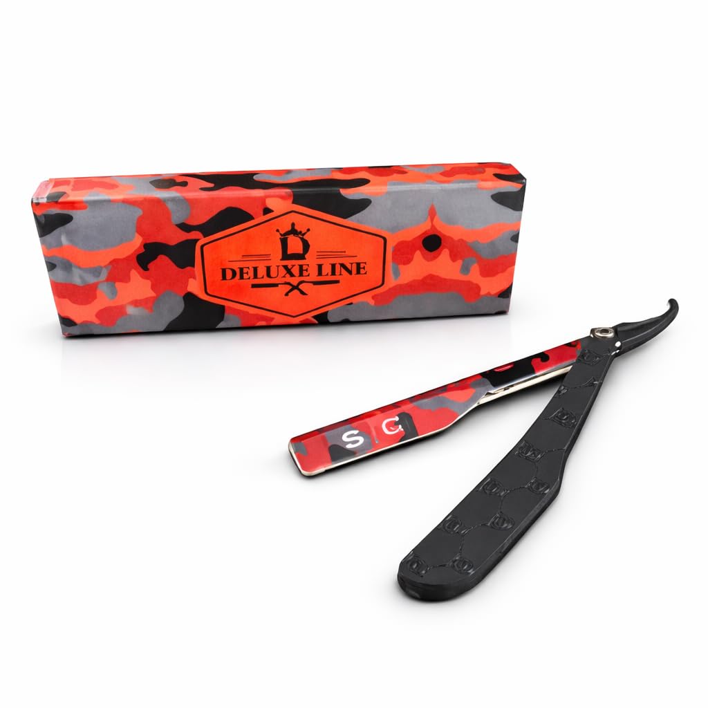 StyleCraft x Deluxe Line Professional Barber Straight Razor Camo Red (Blade not included)