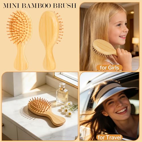 BFWood 3 Pack Yellow Bamboo Detangling Hair Brush Set for Travel & Styling