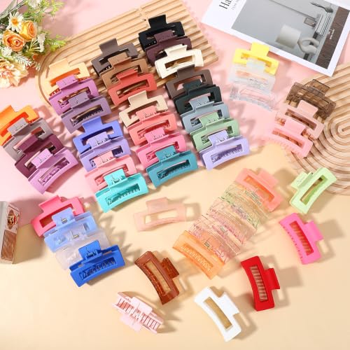 36 Pcs Rectangle Hair Claw Clips, 3.35 Inch Non-Slip for Thick & Thin Hair