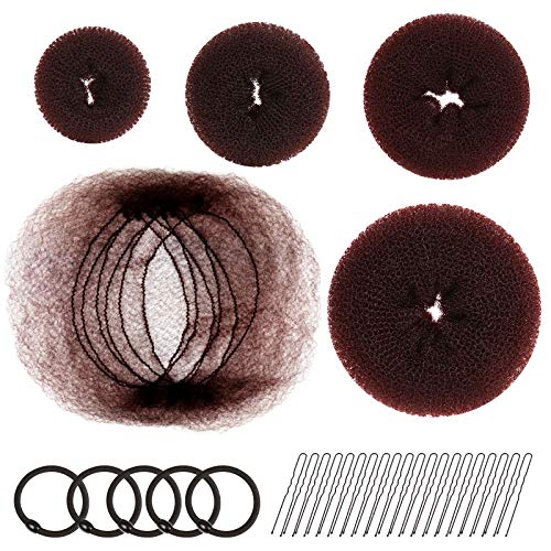 FANDAMEI Brown Hair Accessory Set with Invisible Nets, Donut Makers & Bobby Pins