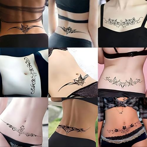 LARYEECHA Waist Totem Y2K Temporary Tattoos - 18 Sheets Waterproof Body Art for Women & Girls
