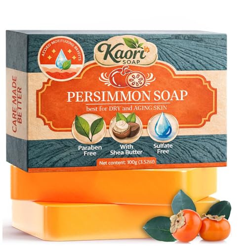 Kaori Persimmon Deodorizing Soap for Mature Skin, Natural Body Bar