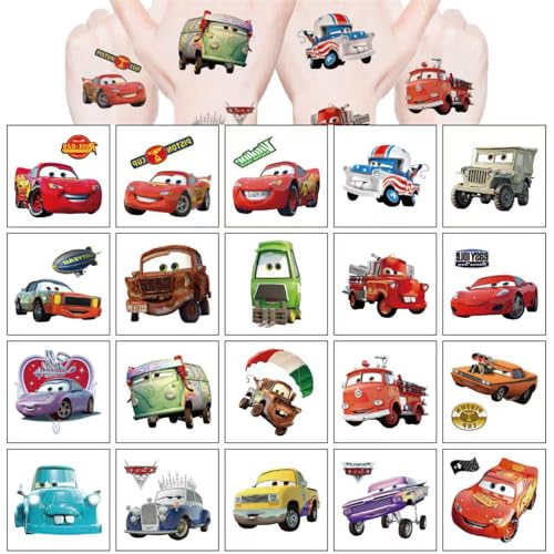 CAR20 20-Pack Kids Cars Temporary Tattoos Waterproof Body Art Stickers