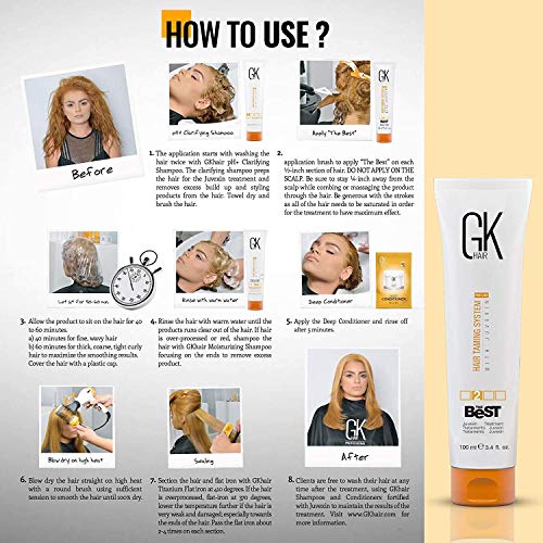 Keratin Hair Treatment Frizz Control Salon Smoothing Long Lasting Cream for All Frizzy Free Curly Dry Damaged - Professional Brazilian Complex Blowout Straightening For Silky Smooth - 3.4 Ounce