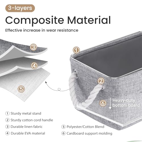 Foldable Fabric Storage Bins with Handles - 1 Pack, Gray