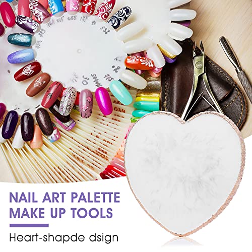 Heart-Shaped Resin Nail Art Mixing Palette with Golden Edge
