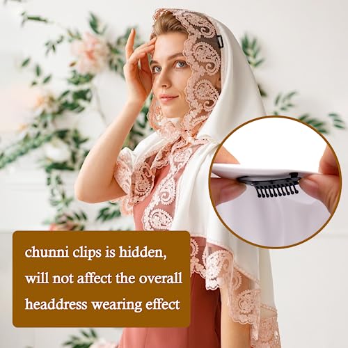 Off-White Vodolo Chunni Clips with Safety Pins - 16 Pack for Women Hair & Dupatta