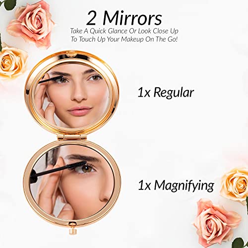 Rose Gold Compact Mirror for Women - Sentimental Friendship Gift for Besties