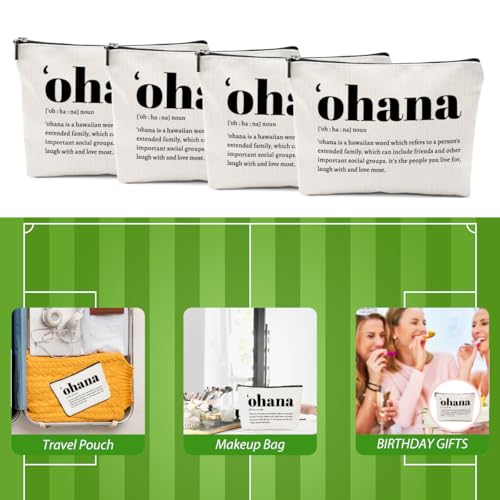 4-Piece Hawaiian Inspirational Makeup Bag Set, Cotton Linen Travel Pouch