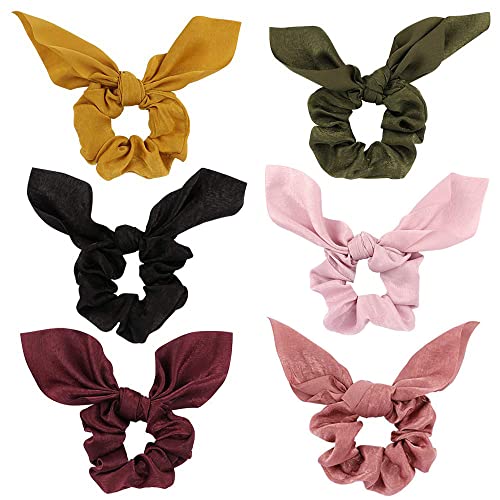 Jaciya Satin Silk Scrunchies - No-Damage Hair Ties with Removable Bow