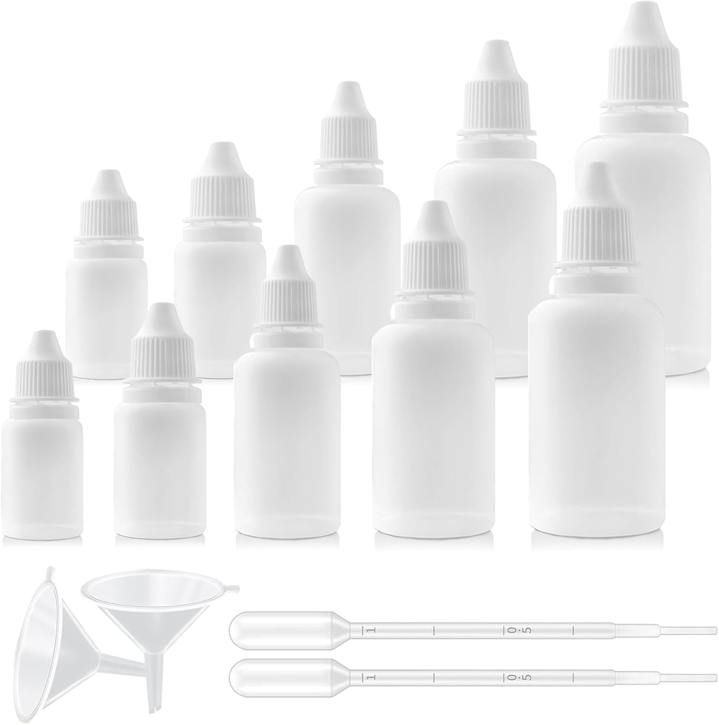 5ML Squeezable Dropper Bottles - 12PCS Refillable Eye Liquid Containers with Screw Cap | Portable White Plastic