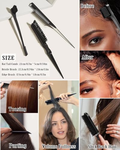 Samnyte Slick Back Hair Styling Kit with Cream & Brushes for Women & Kids