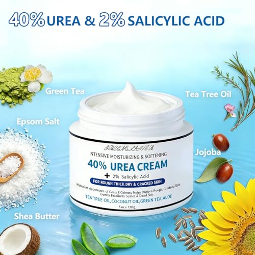 Maximum Strength Urea Cream 40% with Salicylic Acid 2% - Deep Hydration for Feet, Hands, Elbows & Knees