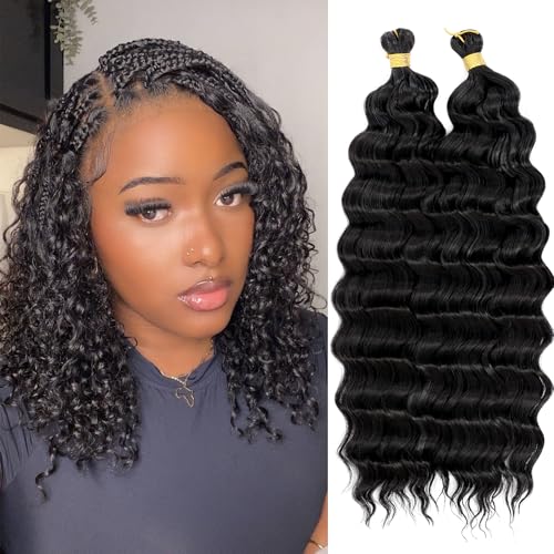 14-Inch Burgundy Deep Wave Crochet Hair - 2 Packs for Boho Braids