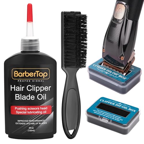 BarberTop 3 Hair Clipper Lubricating Oil Set with Dip Box & Brush
