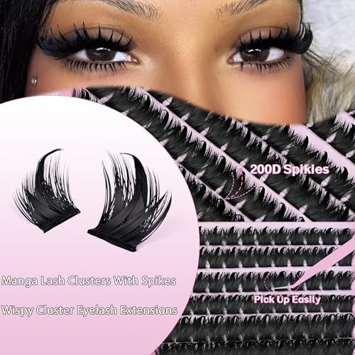 INSPEAUTY 200DXZM Spiky Cluster Eyelashes – Manga Style Wispy Volume Lashes