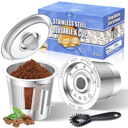 AANQQ Reusable K Cups for Keurig - Stainless Steel Coffee Pods 2-Pack