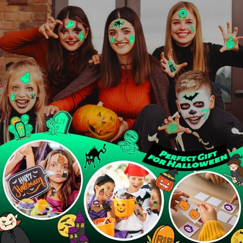 Winthrop 120 Pcs Glow in the Dark Halloween Temporary Tattoos for Kids - Spooky & Cute Designs