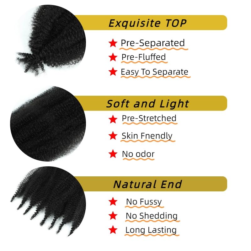 24 Inch Afro Spring Twist Hair Extensions - 6 Pack Pre-Separated Synthetic
