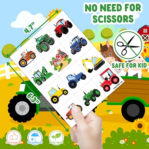 60 PCS Farm Tractor Temporary Tattoos for Kids - Party Favors