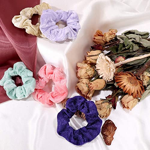 75 Pcs Velvet Hair Scrunchies - Soft Elastic Hair Ties for Women & Girls