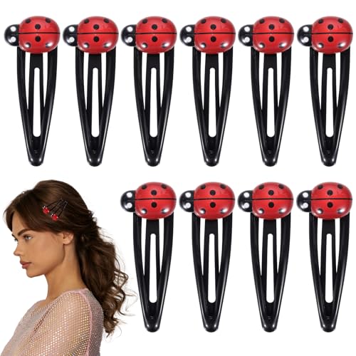 10 Ladybug Snap Hair Clips for Girls & Women - Cute Non-Slip Barrettes