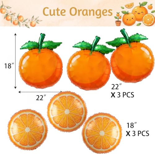 Orange Foil Fruit Balloons | 6 Pcs Citrus Baby Shower Decorations