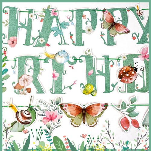 Sage Green Butterfly Happy Birthday Banner - Pre-Strung Party Decor