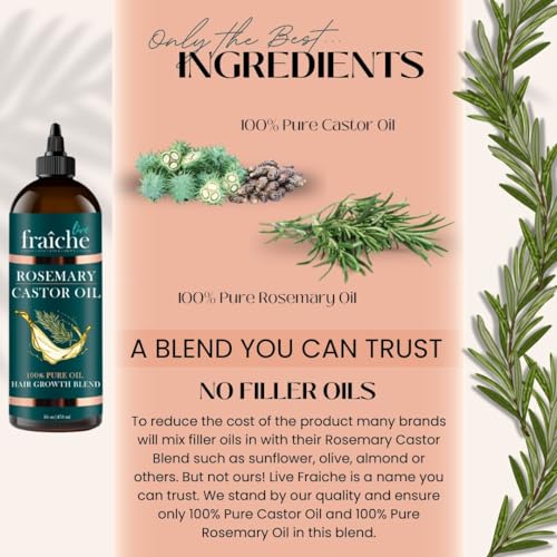 Live Fraiche Rosemary Castor Oil for Hair Growth - 16 Fl Oz, Pack of 1