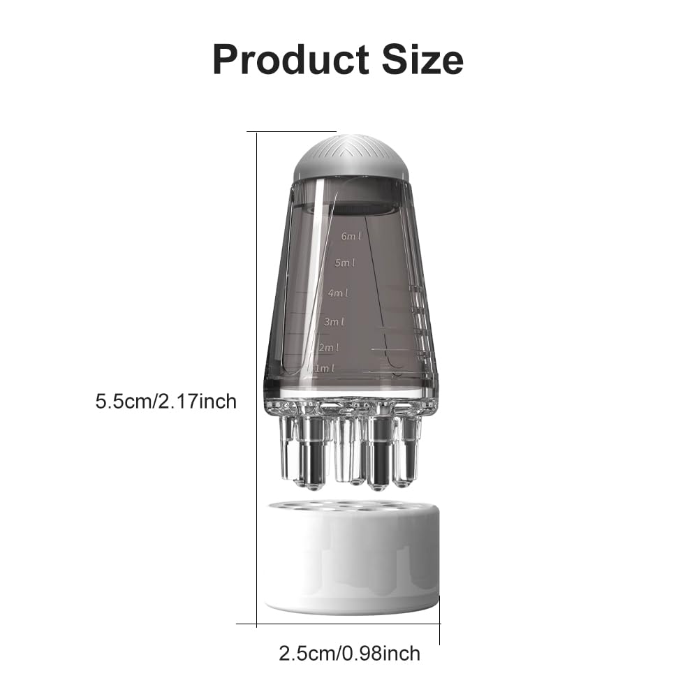 Hair Applicator Bottle - 6ml Scalp Massager with Ball Comb | Precision Tool for Oils & Serums (Grey)